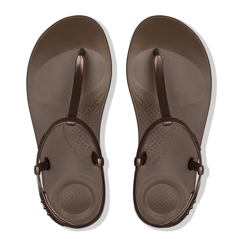 Fitflop Womens Sandals Brown - Iqushion Splash Pearlised Back-strap - BU9245876